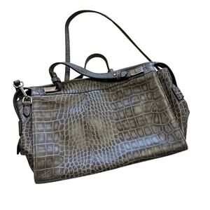Ivanka Trump Grey Crocodile Shoulder Bag with Dust Bag